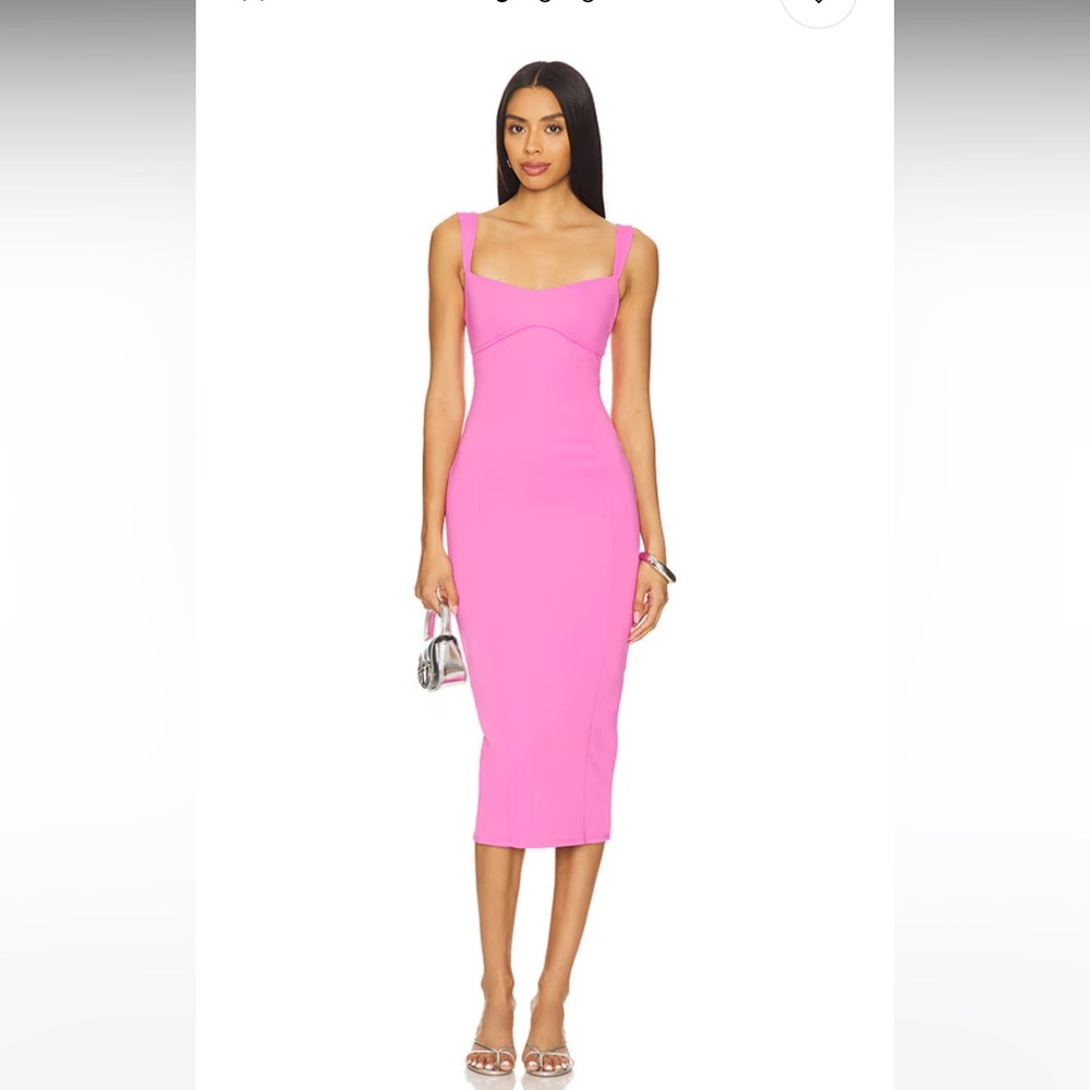 Good American Pink Bodycon Midi Dress Sweetheart Neckline